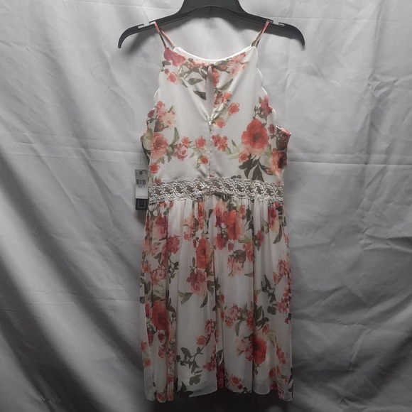 NWT A. Byers scalloped top peachy pink mesh lace waist knee length dress 11 - Picture 2 of 11